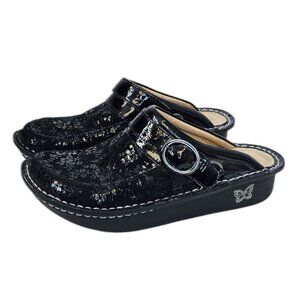 Alegria Womens Seville Leather Comfort Clogs, Mules, Slip On, Black 37/ US 7